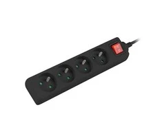 LANBERG PS1-04E-0150-BK 1.5M Juodas LANTERGE CURVE 4X 230V PL SU GRANDINĖS IŠJUNGIKLIU PILNAS VARINIS