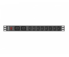 LANBERG maitinimo paskirstymo blokas PDU 19 1U 16A 2x C19 8x IEC C13 lizdai 2m juodas C20