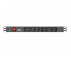 LANBERG maitinimo paskirstymo blokas PDU 19 1U 16A 8x IEC C13 lizdai 2m juodas C20