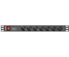 LANBERG PDU-07F-0200-BK PDU 1U 16A 7 sockets schuco 2m Juodas