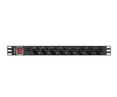 LANBERG PDU 19inch 1U 16A 8x Shuko 2m juodas