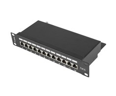 LANBERG PPF6-9012-B Patch Panel 10 colių 12 prievadų 1U cat.6 juoda