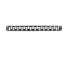 LANBERG PPKS-1224-B Keystone patch panelė, 24 portų, pakopinė, 1U, su organizatoriumi, juoda