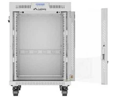 LANBERG laisvai pastatoma stelažinė spintelė 19/15U 600x800 stiklinių durelių LCD plokščias komplektas pilkas V2