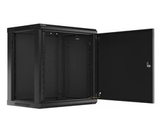 LANBERG sieninė spintelė 19 colių 12U 600x450 plieninės durys juodas plokščias paketas