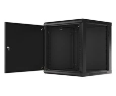 LANBERG sieninė spintelė 19 colių 12U 600x600 plieninės durys juodas plokščias paketas