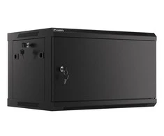 LANBERG sieninė spintelė 19 colių 6U 600x450 plieninės durys juodas plokščias paketas