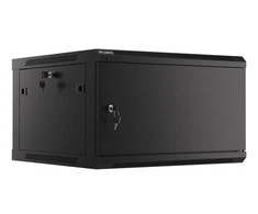 LANBERG sieninė spintelė 19 colių 6U 600x600 plieninės durys juodas plokščias paketas