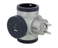 Legrand Rozgałęźnik sukamasis 2x2P+Z, USB A+C - aliuminio/grafito