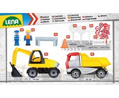 Lena Sunkvežimių komplektas statybinių automobilių su priedais