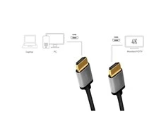 LOGILINK CHA0100 HDMI laidas A/M į A/M 4K/60 Hz alu juodas/pilkas 1m