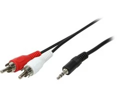 Kabelis LogiLink lizdas 3,5 mm – RCA (Cinch) x2 5m Juodas (CA1043)