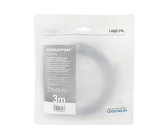 LogiLink DisplayPort 1.4 M/M 3.0m juoda-pilka