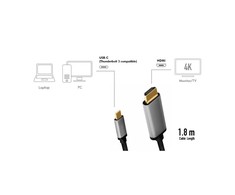 „LogiLink USB-C“ - HDMI laidas 1,8 m, antgalis