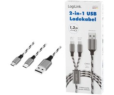 LogiLink Kabelis USB2.0 A/M arba micro USB + USB-C, 1,2m