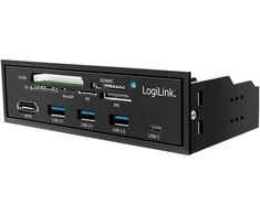 LOGILINK multifunction front panel 5.25inch with 6-way card reader juodas