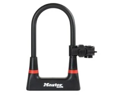 Masterlock MASTER LOCK Grūdinto plieno aukšto saugumo "U" formos dviračio spyna su 4 raktais (juoda)