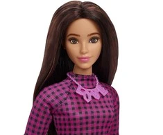 Lėlė Barbie Barbie Fashionistas Rožinė languota suknelė