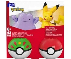 Megabloks,Pokémon MEGA - Pokémon Poké kamuoliukų 2 vnt. rinkinys - Pikachu ir Ditto (JCT43)