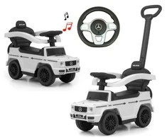Motoroleris su kreipiančiąja juosta MERCEDES G350d Milly Mally baltas