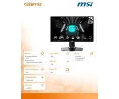Monitorius MSI G255PF E2 24,5 colio Rapid IPS FHD 180Hz 300cd/m2 1ms 2xHDMI DP Pivot