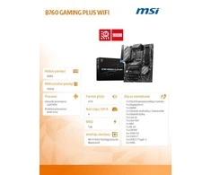 Pagrindinė plokštė MSI B760 GAMING PLUS WIFI LGA 1700 1xDP 1xHDMI