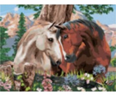 Norimpex Tapyba pagal numerius: Du arkliai 40x50 cm, rinkinys vaikams ir suaugusiems