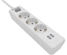 „Philips“ viršįtampių apsaugos įrenginys Balta, 3 lizdai, 2 x USB, 2 m, SPN3032WA/60
