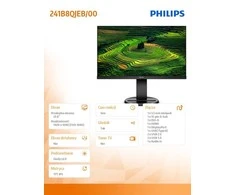 Monitorius Philips 241B8QJEB/00 23.8 ", IPS, FHD, 1920 x 1080 pikselių, 16:9, 5 ms, 250 cd/m², Juodas