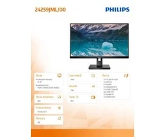 Monitorius Mmd monitoriai Ekranai PHILIPS 242S9JML/00 23.8 colio 1920x1080 VA plokščias H/A 130 MM 4ms GtG 75Hz USB šakotuvas Garsiakalbiai DP HDMI
