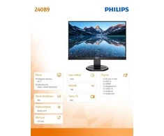 Monitorius Mmd Monitors Displays PHILIPS 240B9/00 24inch AHVA WLED 1920x1200 DVI/HDMI/DP Low Mėlyna Mode