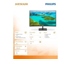 Philips E Line 241E1SCA/00 kompiuterio monitorius 59,9 cm (23,6") 1920 x 1080 pikseliai „Full HD“ LCD Juoda