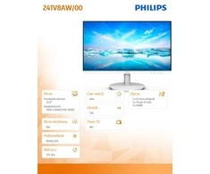 Philips | Monitorius | 241V8AW/00 | 23.8 " | IPS | 16:9 | 75 Hz | 4 ms | 1920 x 1080 pikselių | 250 cd/m² | Baltas