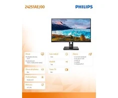 Monitorius Philips S Line 242S1AE/00 LED ekranas 60,5 cm (23.8") 1920 x 1080 pikseliai „Full HD“ Juoda