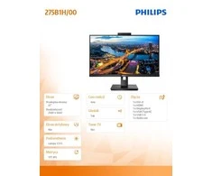 Monitorius MMD-MONITORIAI &amp; EKRANAI PHILIPS 275B1H/00 B linija 68,6 cm 27 colių 2560x1440 QHD HDMI DisplayPort DVI-D