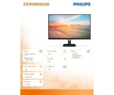 Monitorius „Mmd Monitors“ ekranai „PHILIPS 27E1N1800A/00“, 27 colių, 4K UHD IPS, 60 Hz, 350 cd/m2, 4 ms, 2xHDMI2.0, DP garsiakalbiai