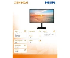 Monitorius Mmd monitoriai Ekranai PHILIPS 27E1N1900AE/00 27 colių IPS 4K UHD 60Hz 350cd/m2 4ms 2xHDMI2.0 USB Type-C PD65W USB šakotuvas Garsiakalbiai Aukščio reguliavimas.