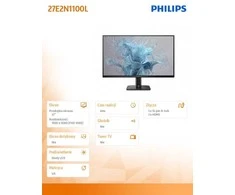 Monitorius Mmd monitoriai Ekranai PHILIPS 27E2N1100L/00 27 colių 1920x1080 100Hz HDMI D-Sub Juodas