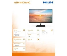 Monitorius Mmd monitoriai Ekranai PHILIPS 32E1N1800LA 31.5 colių Adaptive Sync 3840x2160 HDMI DP Juodas
