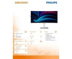 Monitorius PHILIPS 34B2U5600C/00 34 colių 3440x1440 120Hz VA lenktas/ 300  cd/m²/ HDMI 2.0 x 2, „DisplayPort“ 1.4 x 1, USB-C x 1