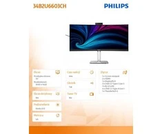 „PHILIPS 34B2U6603CH“ 34 colių lenktas monitorius, 3440x1440, 2xHDMI, DP, USB