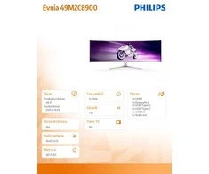Philips | Gaming Monitorius | 49M2C8900/00 | 48.9 " | 32:9 | 240 Hz | 0.03 ms | 5120 x 1440 pikselių | 450 cd/m² | HDMI jungtys quantity 2