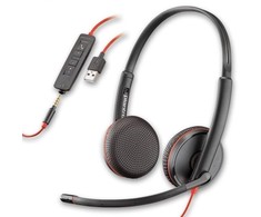 Plantronics Poly BLACKWIRE,C3225 USB-A Poly USB-A Ausinės Su mikrofonu Juodas USB Type-A su laidu