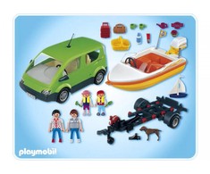 Žaislų rinkinys - Playmobil 4144 Šeimos furgonas su valties priekaba (Playmobil, furgonas, priekaba, valtis)