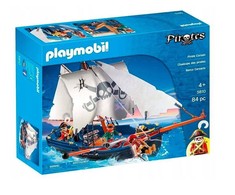 PLAYMOBIL 5810 Piratų valtis su kanonu, plaukia vandenyje, 3 personažai, 84 dalys, Piratai, Nuo 4 metų