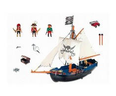 PLAYMOBIL 5810 Piratų valtis su kanonu, plaukia vandenyje, 3 personažai, 84 dalys, Piratai, Nuo 4 metų