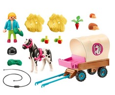 Playmobil Rinkinys su kaimo figūrėlėmis 70998 Arklio vežimas su poniu