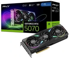 PNY GeForce RTX 5070 ARGB EPIC-X RGB™ trijų ventiliatorių vaizdo plokštė, 12 GB OC, DLSS 4