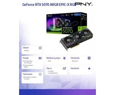 PNY GeForce RTX 5070 ARGB EPIC-X RGB™ trijų ventiliatorių vaizdo plokštė, 12 GB OC, DLSS 4