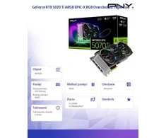 PNY GeForce RTX 5070 Ti ARGB EPIC-X RGB™ trijų ventiliatorių vaizdo plokštė, 16 GB OC, DLSS 4